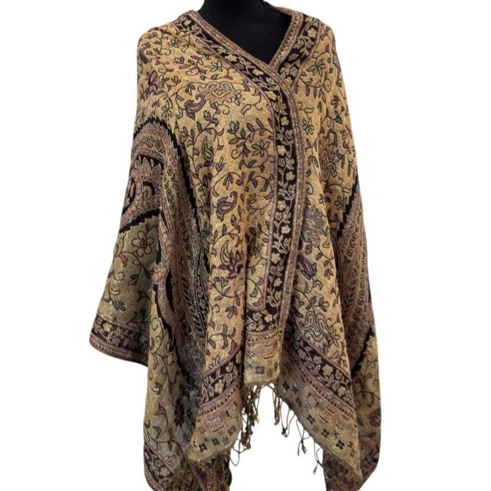 Avenue brown and beige floral and paisley print wide reservable boho metallic